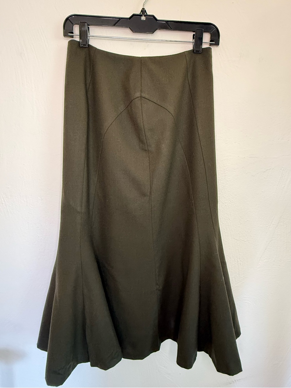 Ann Taylor Olive Green Flared Midi Skirt - Classic Women's Skirt